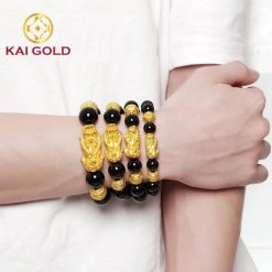 Vong Tay Ty Huu Size 4 Vang 24k 9999 Mix Vong Da Den Kaigold 2