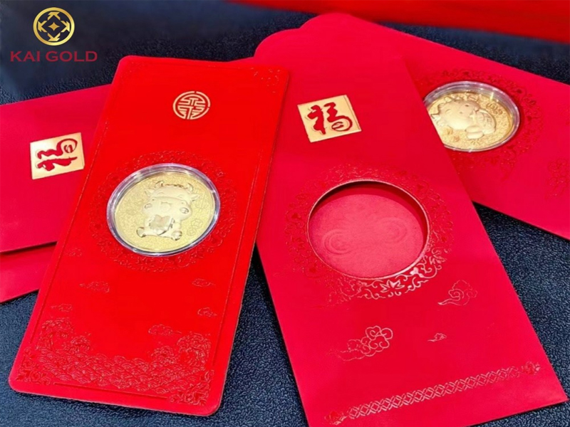 Lì Xì Thần Tài May Mắn Mạ Vàng 24K - Quà Tặng Tết Độc Đáo