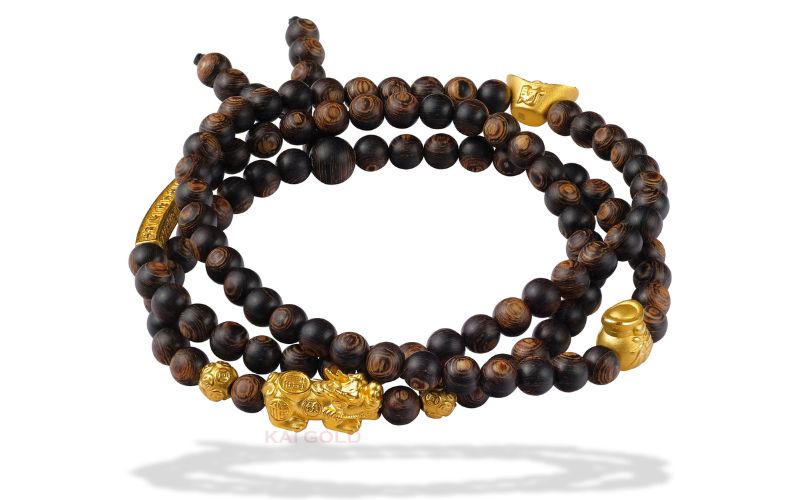 trang sức vàng phong thủy - vòng trầm hương
